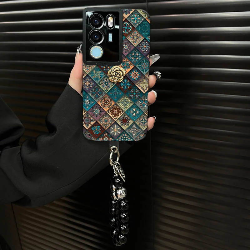 适用【vivos17pro】五彩图腾ins风秋冬皮质创意全包网红手机壳女款