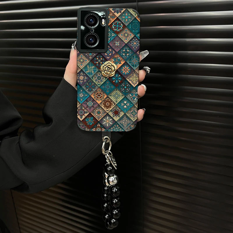 适用【荣耀60】五彩图腾ins风秋冬皮质创意全包网红防摔手机壳女款