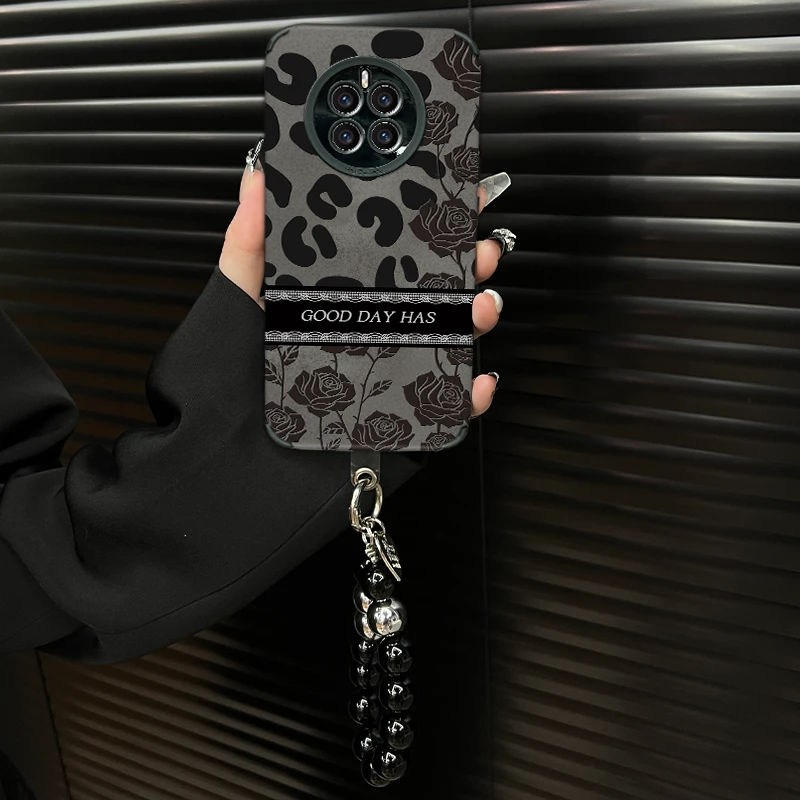 适用【华为mate50e】皮质软壳ins风玫瑰创意防摔全包个性手机壳女款