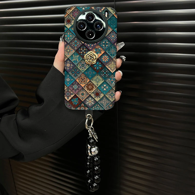 适用【vivox200promini】五彩图腾ins风秋冬皮质创意全包网红手机壳