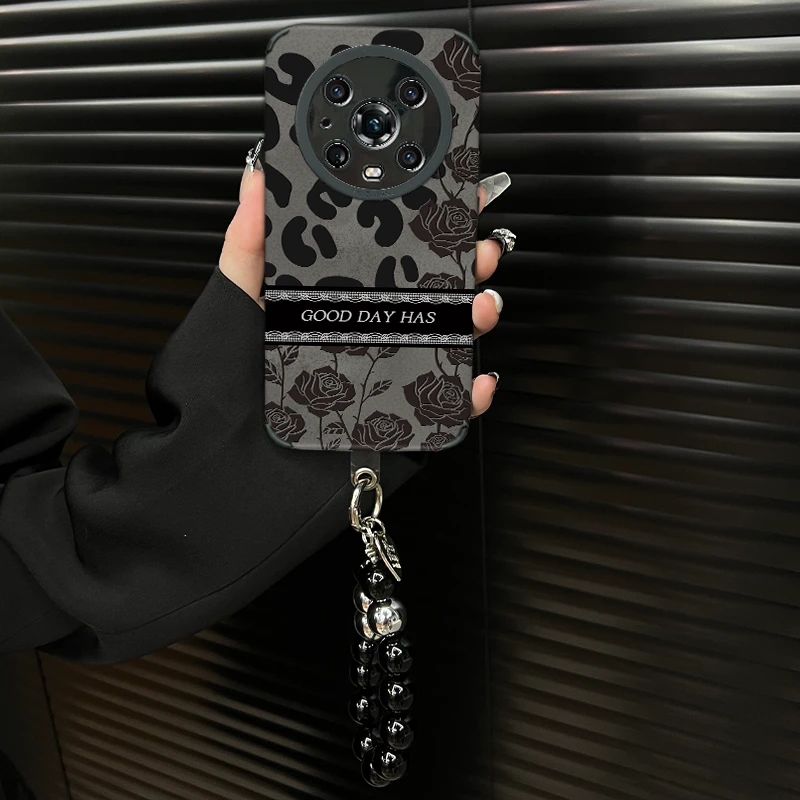 适用【荣耀magic4pro】皮质软壳ins风玫瑰创意防摔全包个性手机壳女