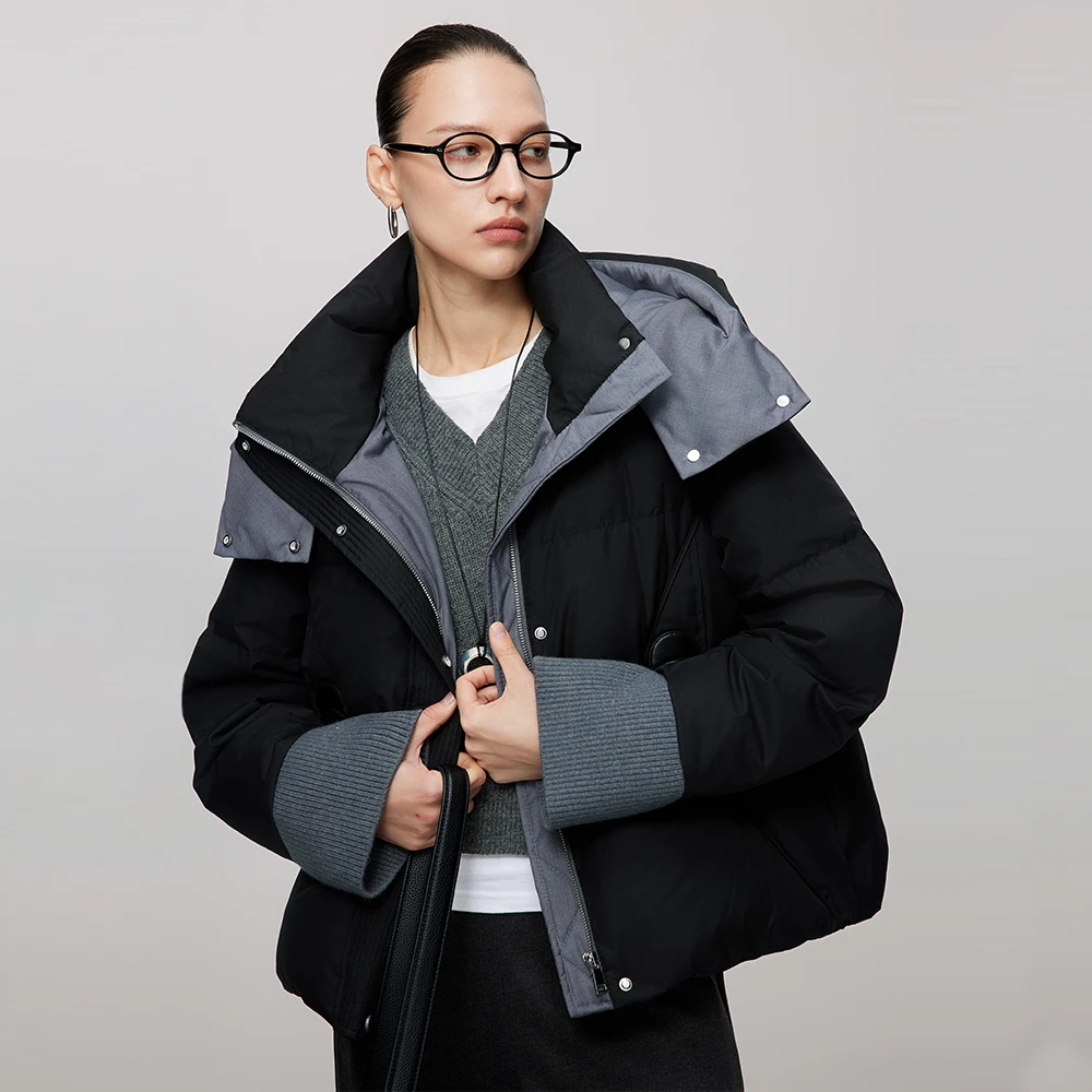 【邱莹莹专享】纤念2024冬季短款加厚保暖连帽羽绒服4330