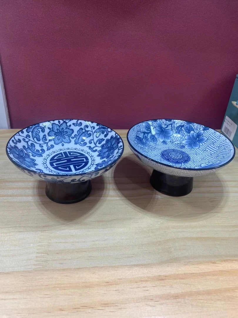 青花陶瓷高脚陶瓷茶具茶果盘陶瓷茶具配件A13228
