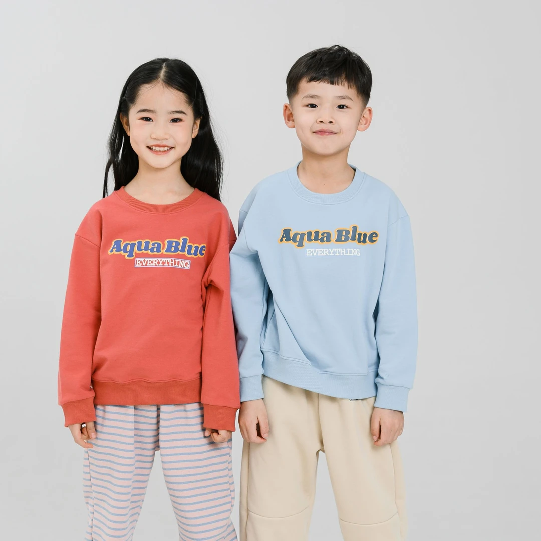 【草莓香蕉】春季新款男童女童韩系字母印花毛圈棉圆领卫衣