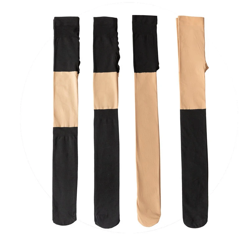 三合一光腿神器夏天肉色高腿袜拼接过膝袜夏季丝袜女四季防勾丝女