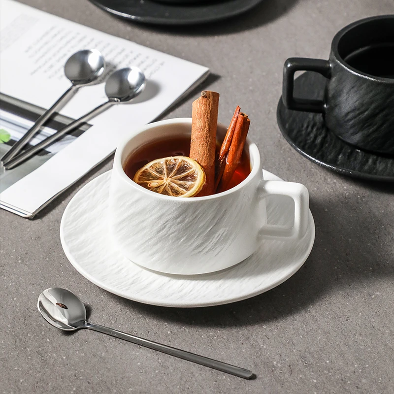 简约纯色陶瓷咖啡杯碟下午茶杯创意精致水杯早餐杯牛奶杯勺子轻奢