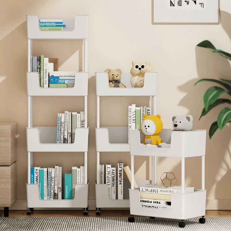 可移动书架带轮书包置物架书本多层小推车收纳架家居收纳好物桌边