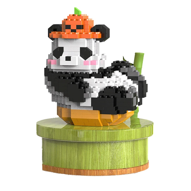 大熊猫微小颗粒男女孩积木拼接玩具儿童摆件圣诞节礼物可爱微型