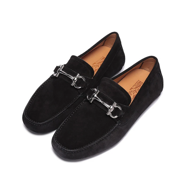 Ferragamo菲拉格慕 男士GANCINI扣饰绒面皮乐福鞋单鞋 0757737