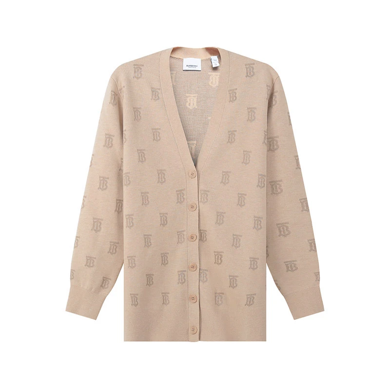 未使用 BURBERRY/博柏利 女款宽松版V领针织开衫羊毛衫 80571381