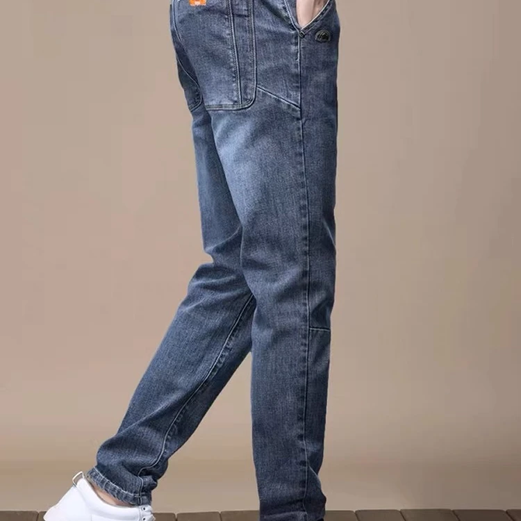 霍罗哈芬蓝灰色春秋款新款牛仔裤男潮牌修身小脚高端弹力休闲长裤