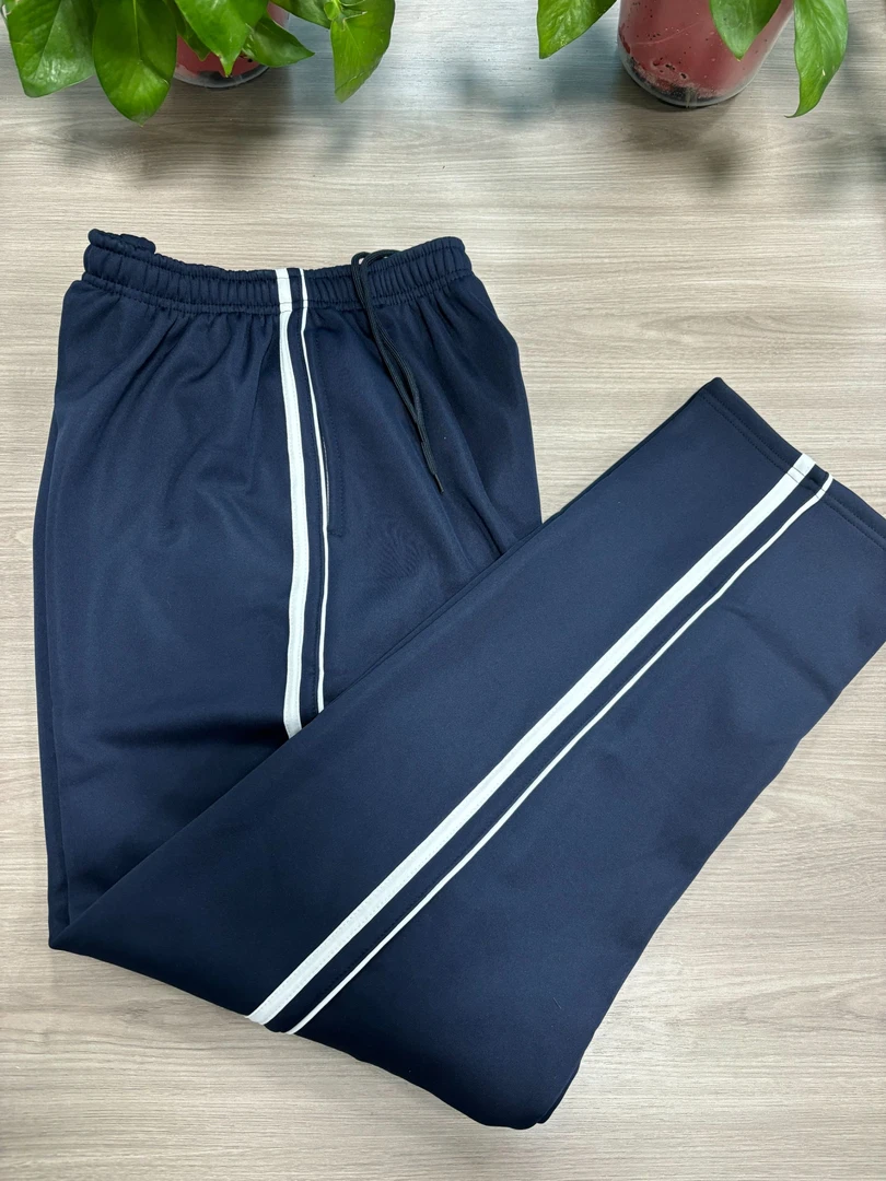 全国初高中通用校服裤冬季加绒白细条裤子+宽白条校服裤子