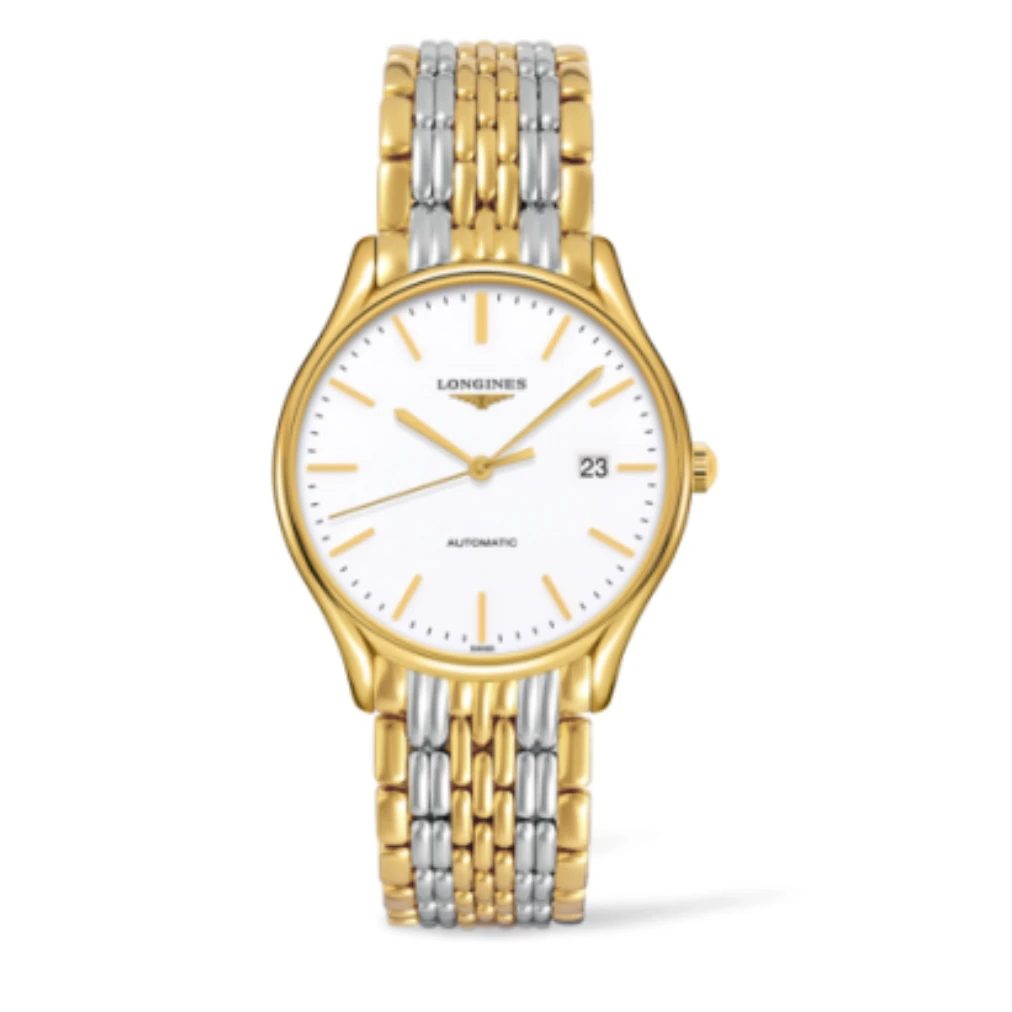 99新 Longines/浪琴 律雅960/机械男表/38.5mm/金白条丁