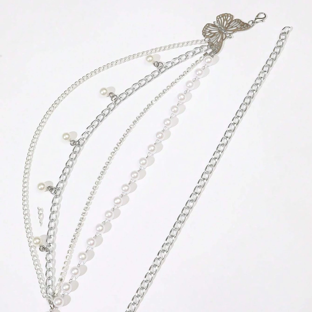 腰带腰链简约个性珍珠蝴蝶多层流苏腰饰