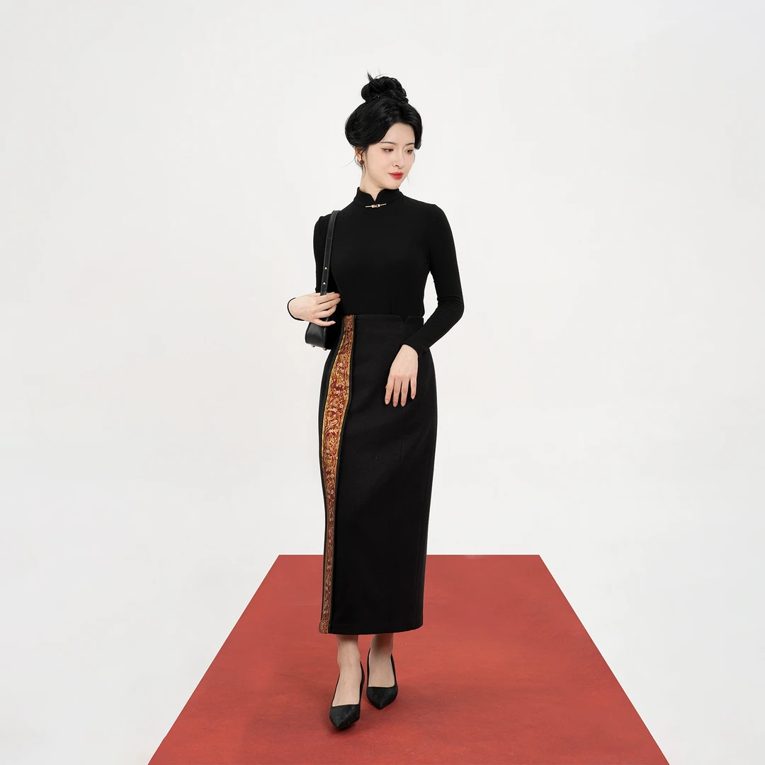 织造司[唐卷卷]新中式国风对襟外套对交穿敦煌卷草纹妆花半身长裙