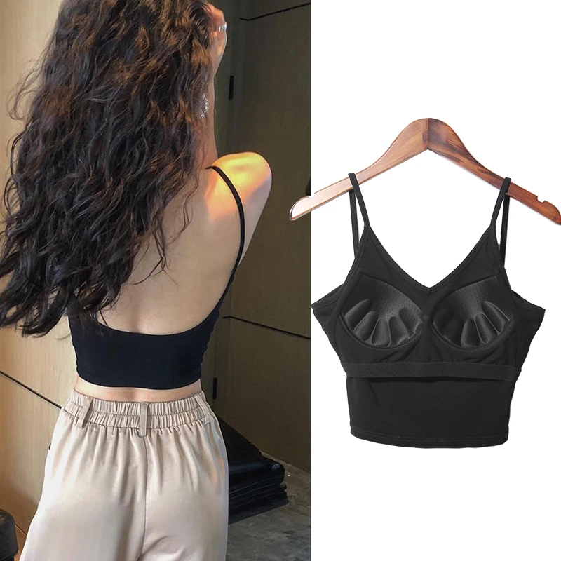 u型美背内衣吊带背心女内搭外穿文胸一体打底网红爆款带胸垫新款