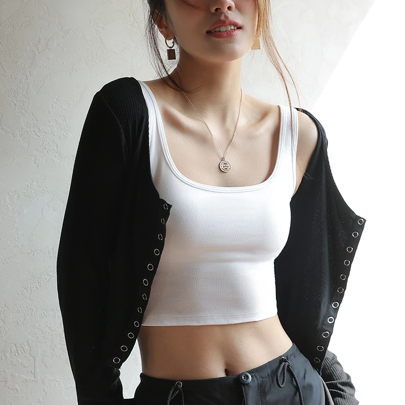 吊带背心女内搭2023新款爆款夏季带胸垫文胸一体纯棉打底美背上衣