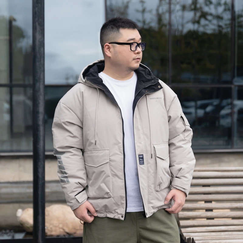 特价。冬季加厚连帽棉服男士宽松胖子大码简约工装外套 27-MY262