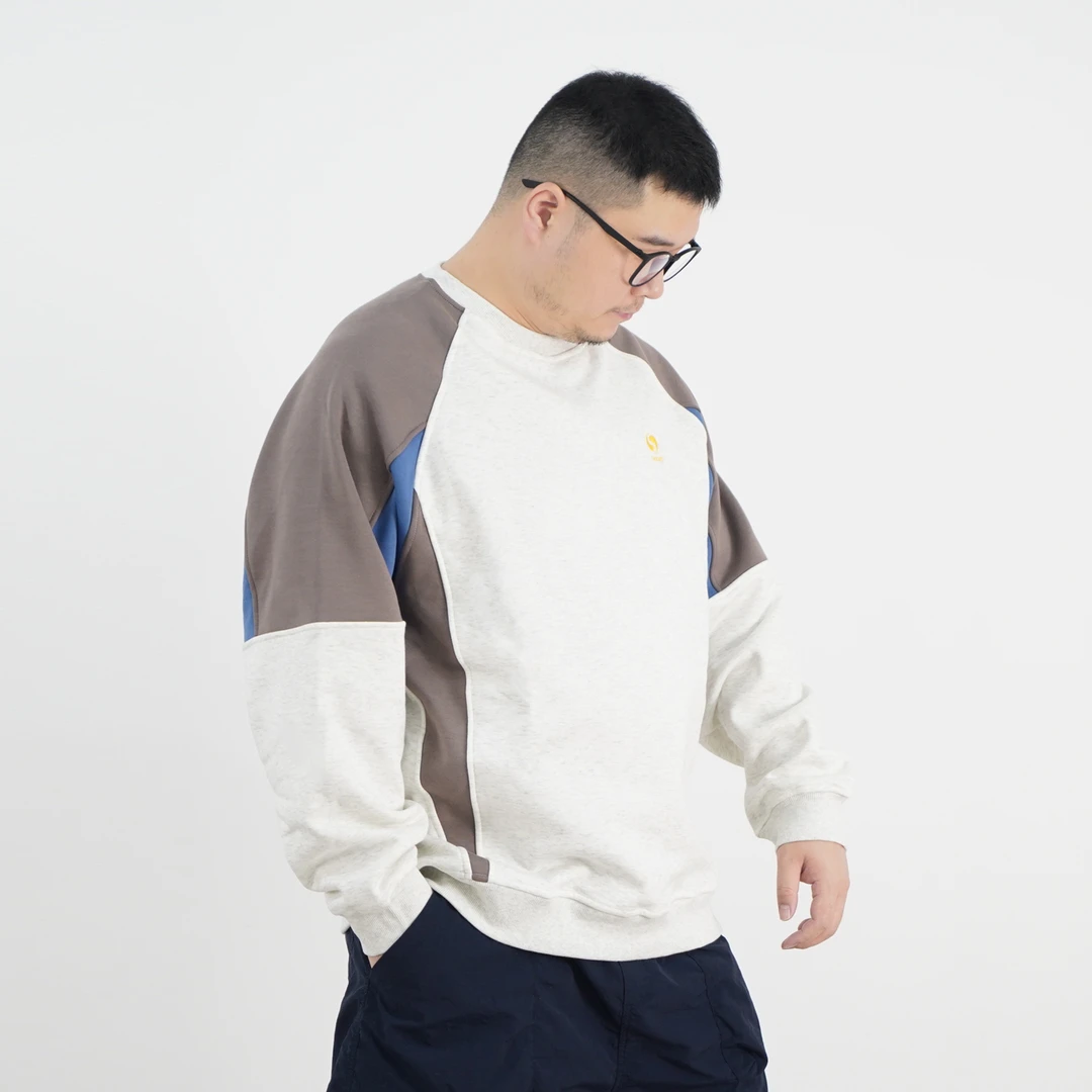 【冬季加绒加厚】24新品男士卫衣拼色秋冬休闲宽松拼接圆领N-W24115