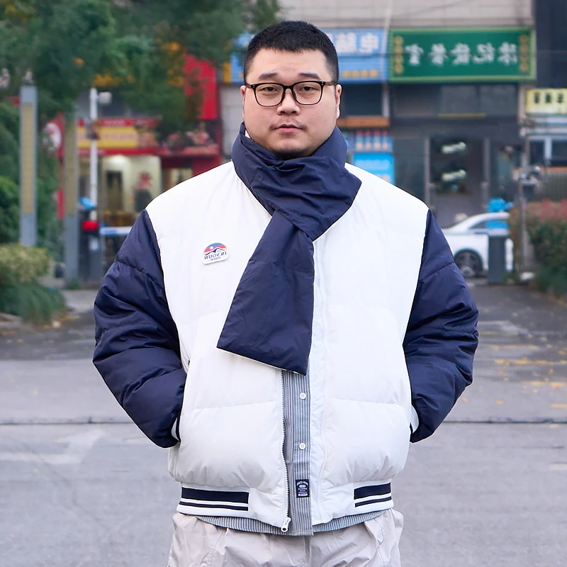 送羽绒围巾。羽绒服男士外套加厚保暖立领羽绒衣宽松胖子冬URYR02