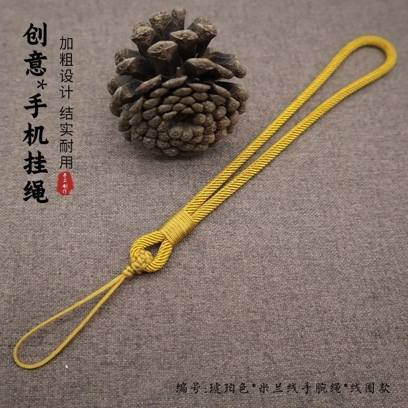 新款手机挂绳短款手腕绳加粗加固拼色款手工编织手机绳挂件宽腕带