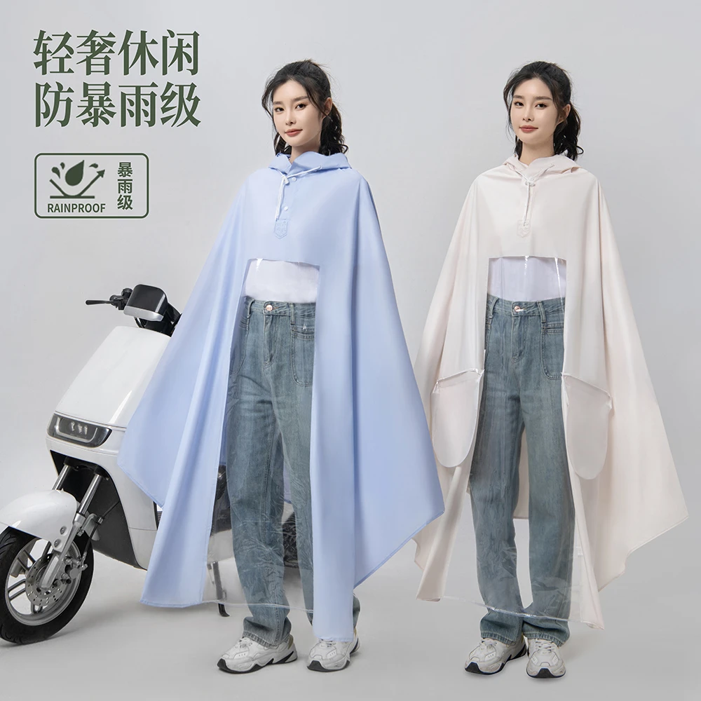电动车雨披夏季摩托车骑行户外加大加厚单双人长款男女全身防暴雨