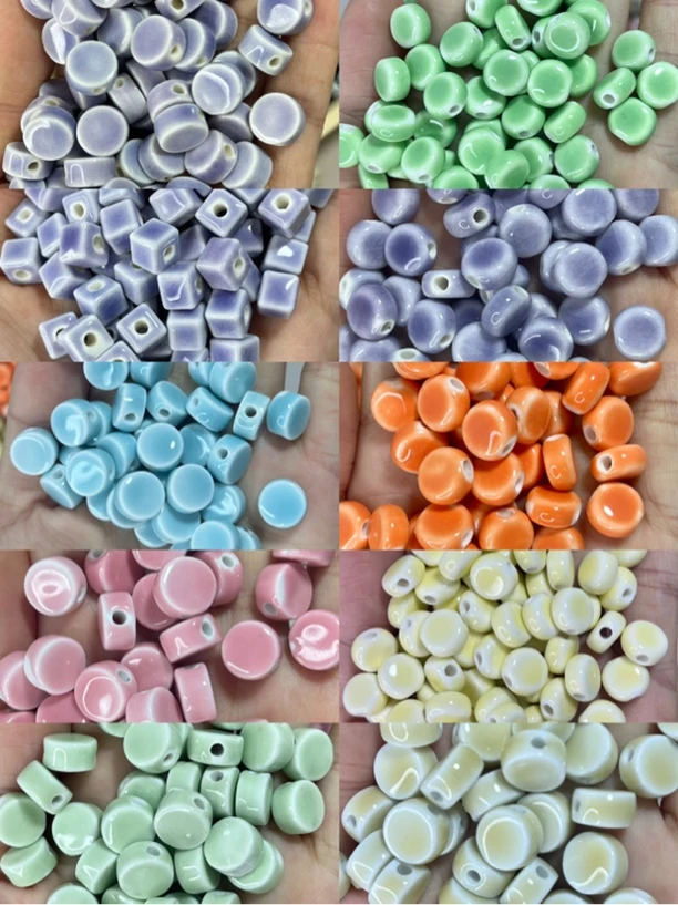 100颗小圆片异形陶瓷珠diy