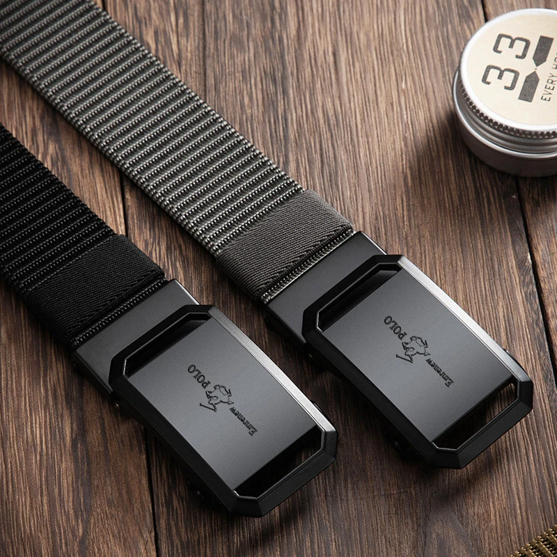 男士尼龙皮带自动扣运动腰带高档时尚户外编织