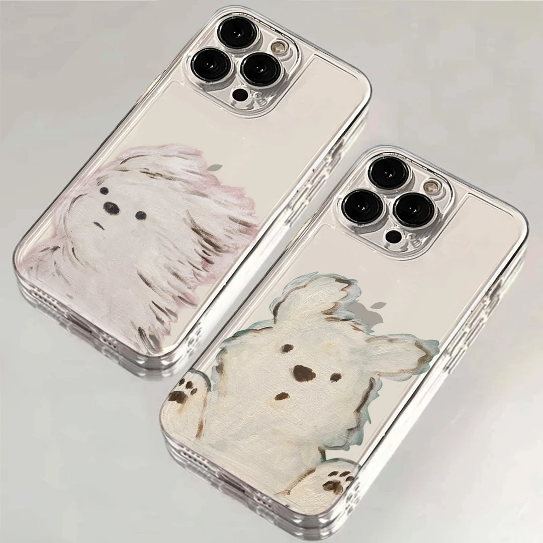 KEWU风中凌乱油画小狗适用iPhone15手机壳苹果小米oppovivo华为软