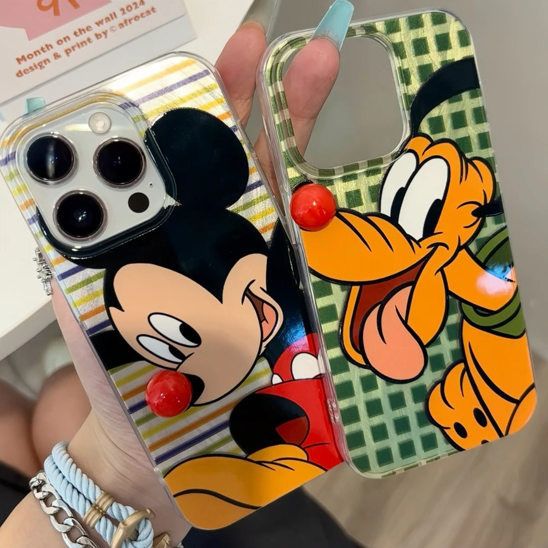 红鼻子迷彩米奇iphone15pro羽纱手机壳华为p70/vivo小米14/oppo套