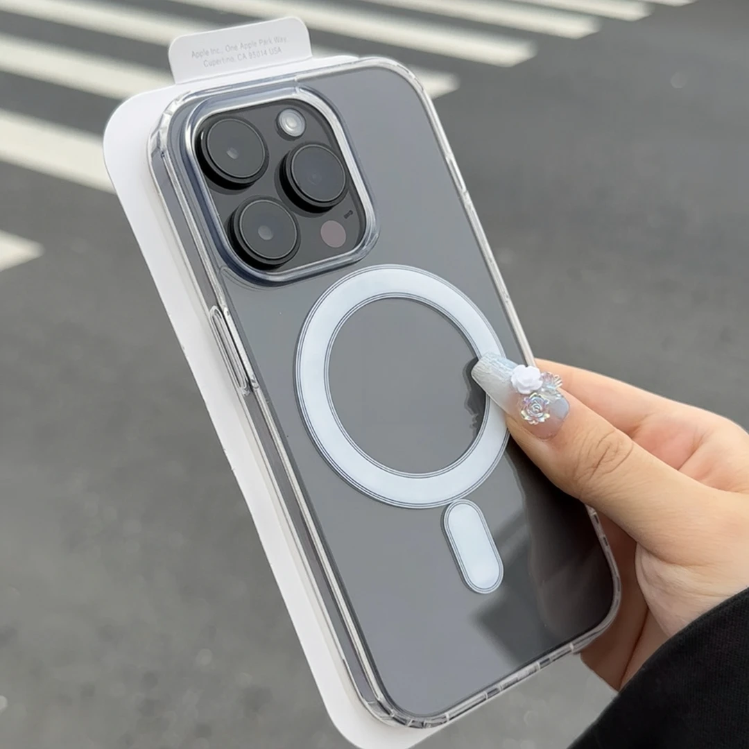 高级简约透明无线磁吸iPhone15/14promax手机壳11苹果13/12防摔套