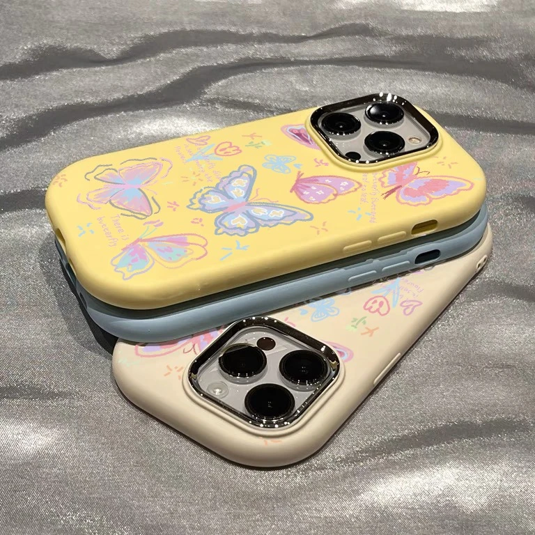 KEWU少女心彩色蝴蝶苹果15手机壳iphone13/14promax肤感12/11防摔