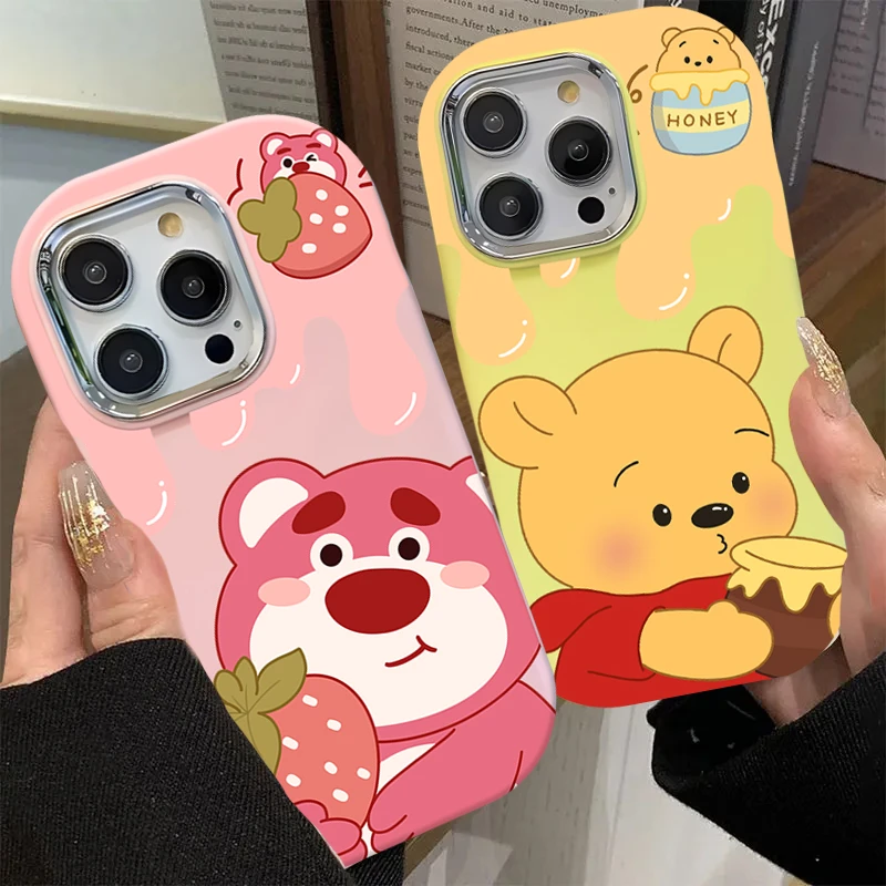 KEWU草莓熊维尼熊适用苹果15手机壳iphone13/14promax防摔12情侣x
