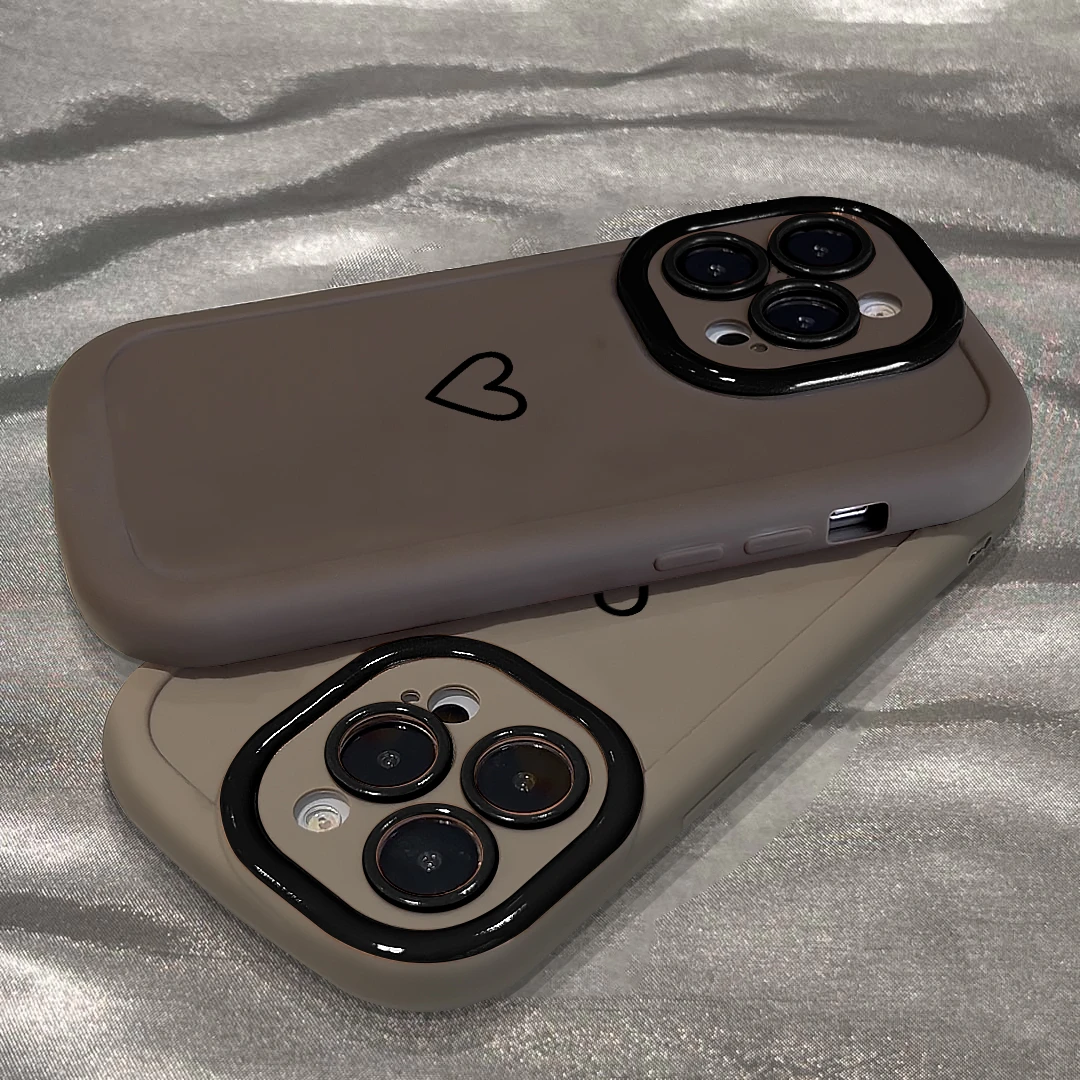 KEWUins简约小爱心苹果15手机壳iphone13/14promax泡芙壳12防摔11