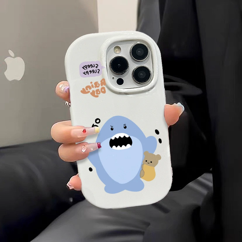 KEWU卡通鲨鱼ins风iPhone14Promax苹果13手机壳11防摔12情侣软15