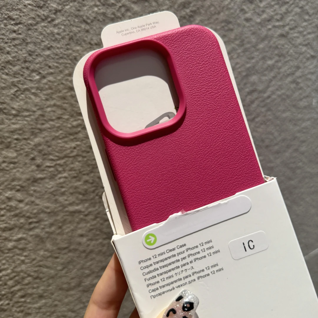 玫红荔枝纹适用苹果15/16手机壳iPhone13/14promax高级12磨砂11套