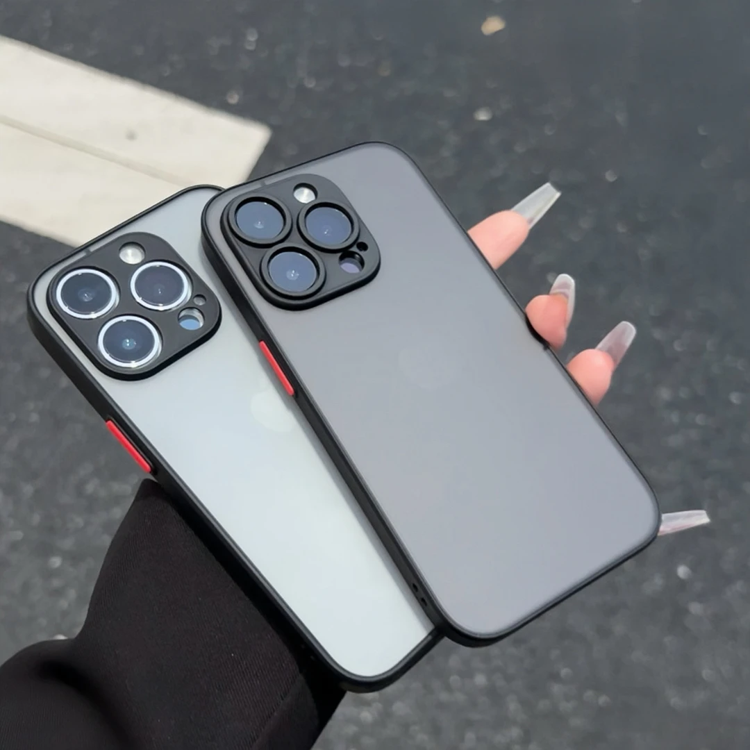 高端磨砂黑色苹果14Promax手机壳iPhone15防指纹13防摔12男款11套