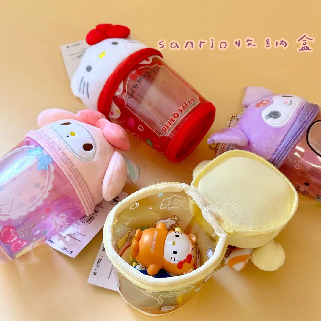 正版sanrio美乐蒂布丁狗kitty可爱卡通透明pvc零钱收纳毛绒包挂件