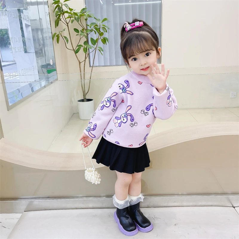 【粉丝福利】T2252儿童毛衣女童加绒加厚针织衫圆领打底衫秋冬款