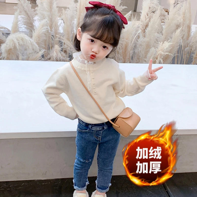 【粉丝专享】T2241毛衣儿童装女童洋气线衣加绒加厚打底衫针织衫