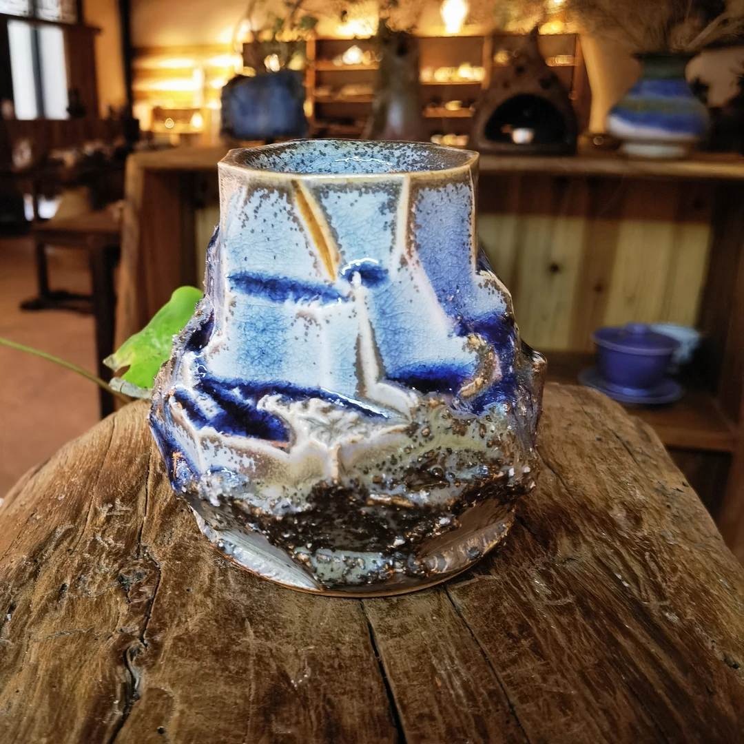 高温原矿窑变颜色釉纯手工陶艺花插