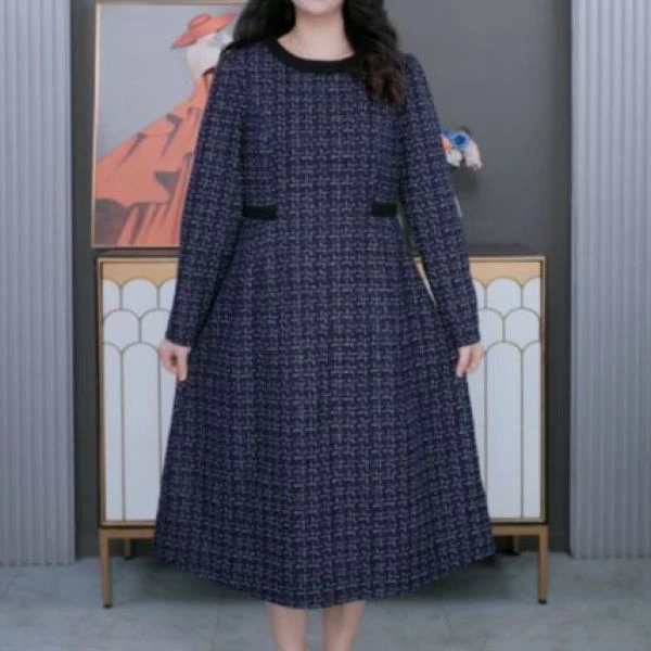 秋冬圆领长袖连衣裙ZB5595