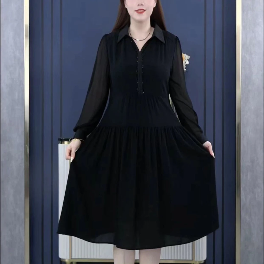 纯色长袖初秋连衣裙230166