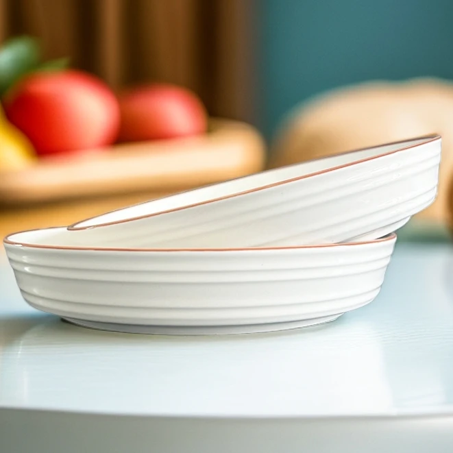 4只8英寸时尚生活盘子家用颜值陶瓷餐具菜盘饭盘汤盘陶瓷盘子
