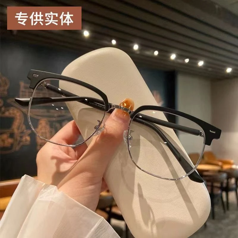 帅金丝眼镜框潮牌防网红时尚复古超轻韩版平光眼镜架大框高档百搭