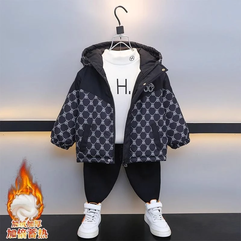 巴拉拉吧男童加绒外套棉服2024新款中小大儿童秋冬加厚宝宝衣服洋