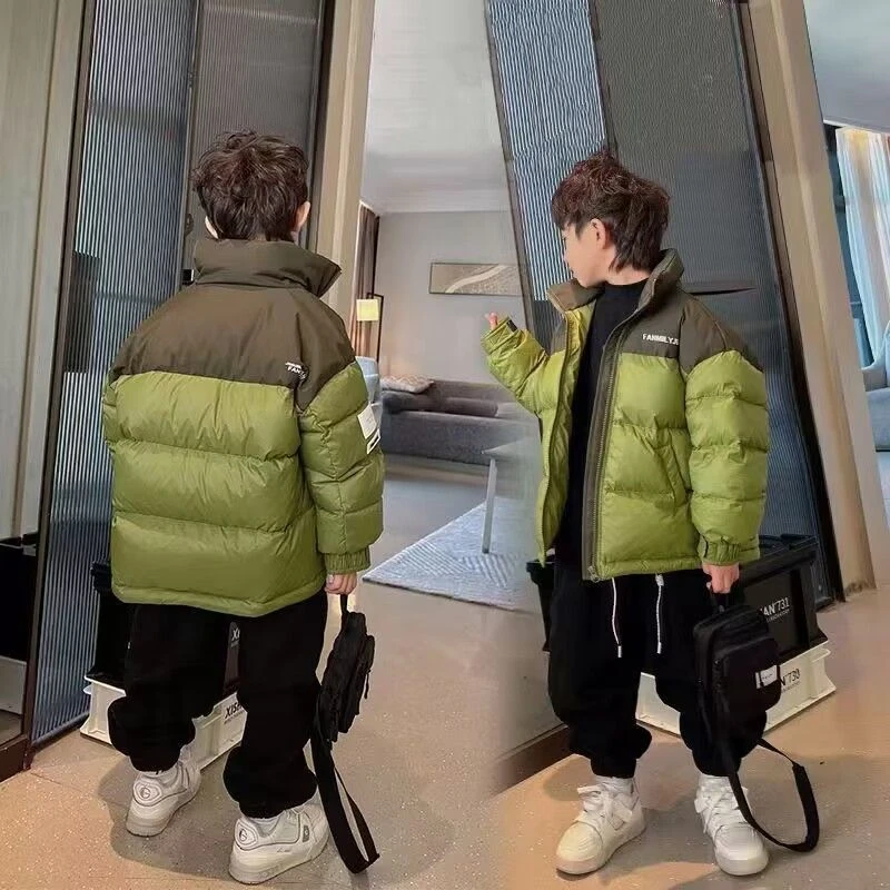 儿童棉服冬季加厚男童短款潮牌外套2024新款棉衣棉袄中大