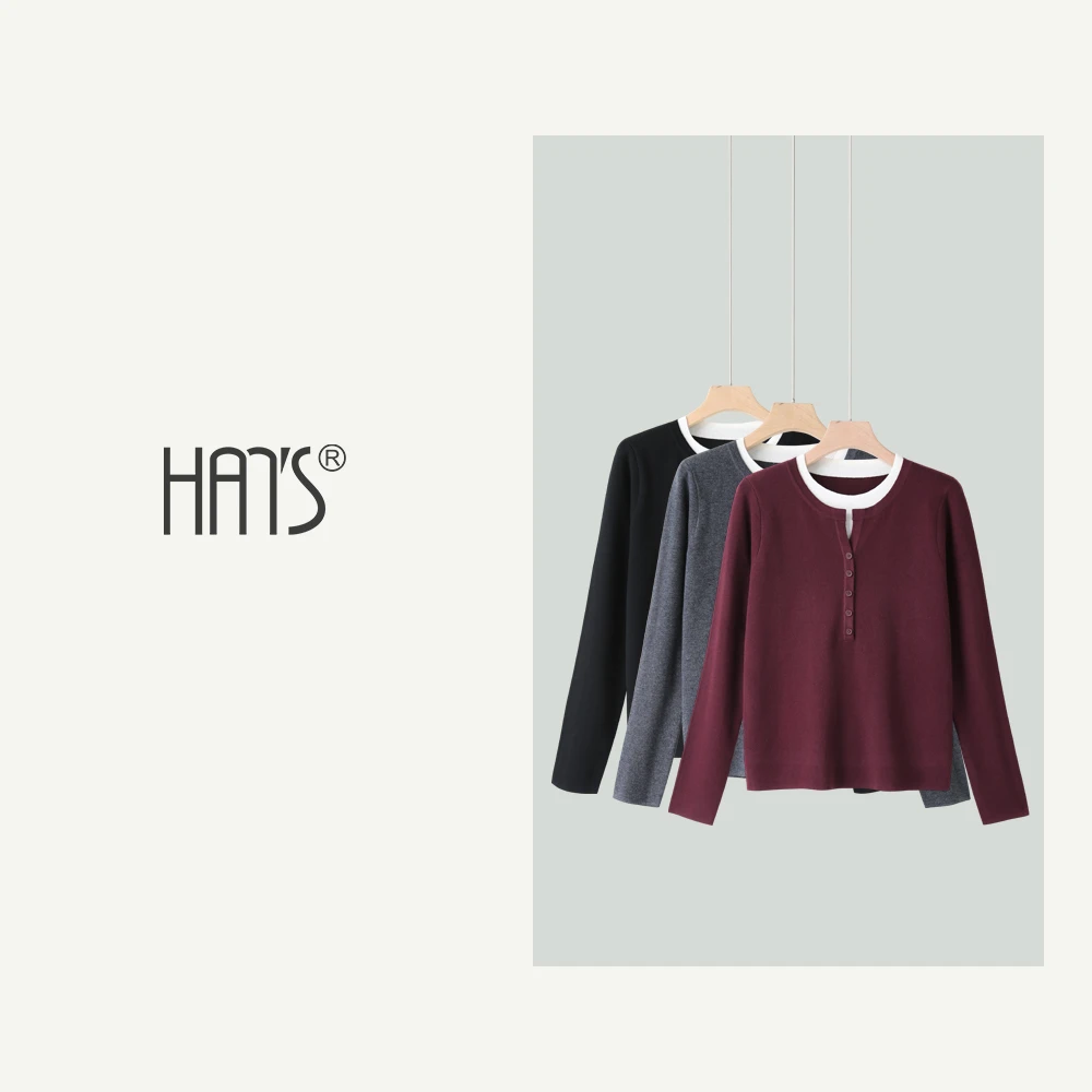 【Eva like】长袖开衫休闲气质时尚百搭设计师圆领拼接秋冬