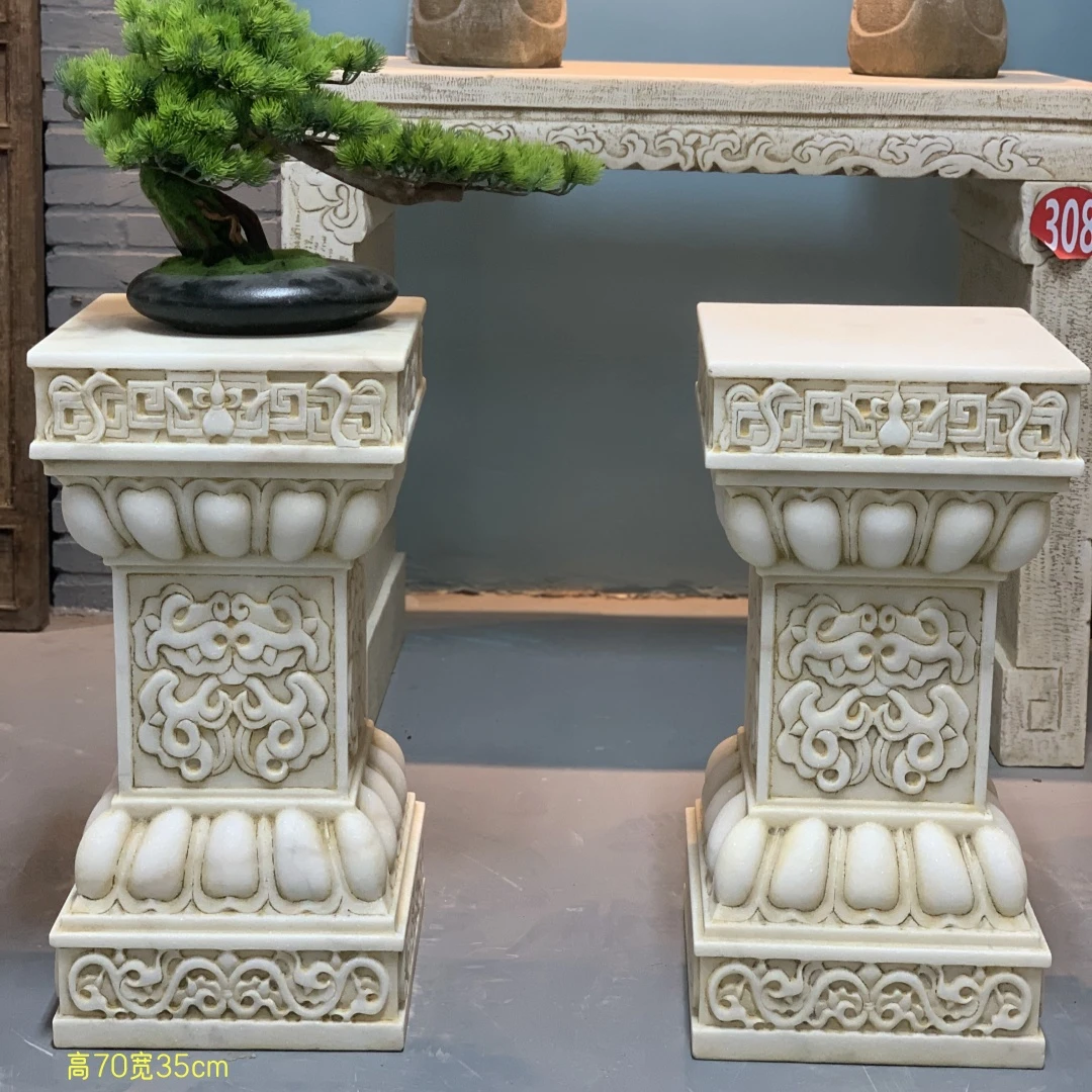 天然石材原石整雕花几盆景底座花墩不含安装和卸车