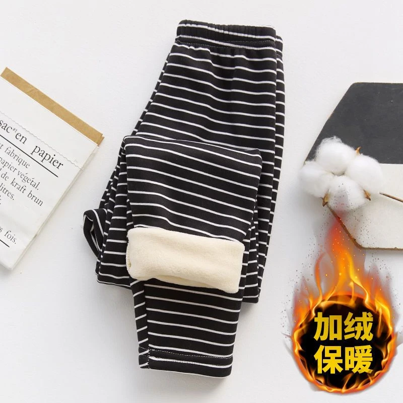 儿童加绒加厚秋裤男童女童秋冬季一体绒保暖裤小男孩绒裤线裤洋气